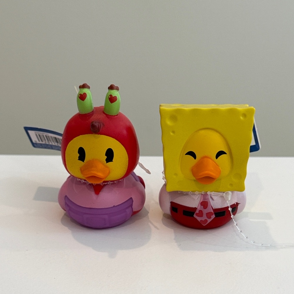 New Spongebob Squarepants & Mr Krabs Valentine’s Day Rubber Duck Set
